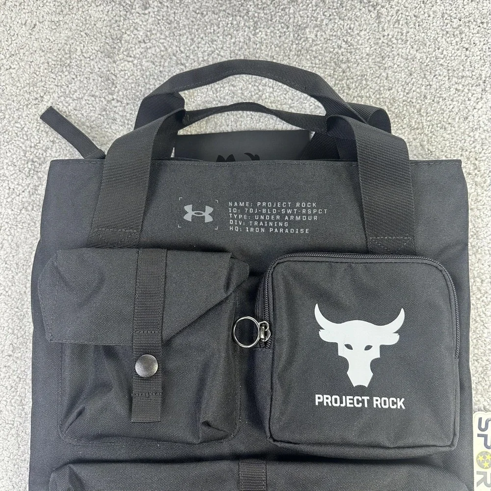 Under Armour Project Rock Black Backpack Bag Mens OSFM UA Storm Water Resistant